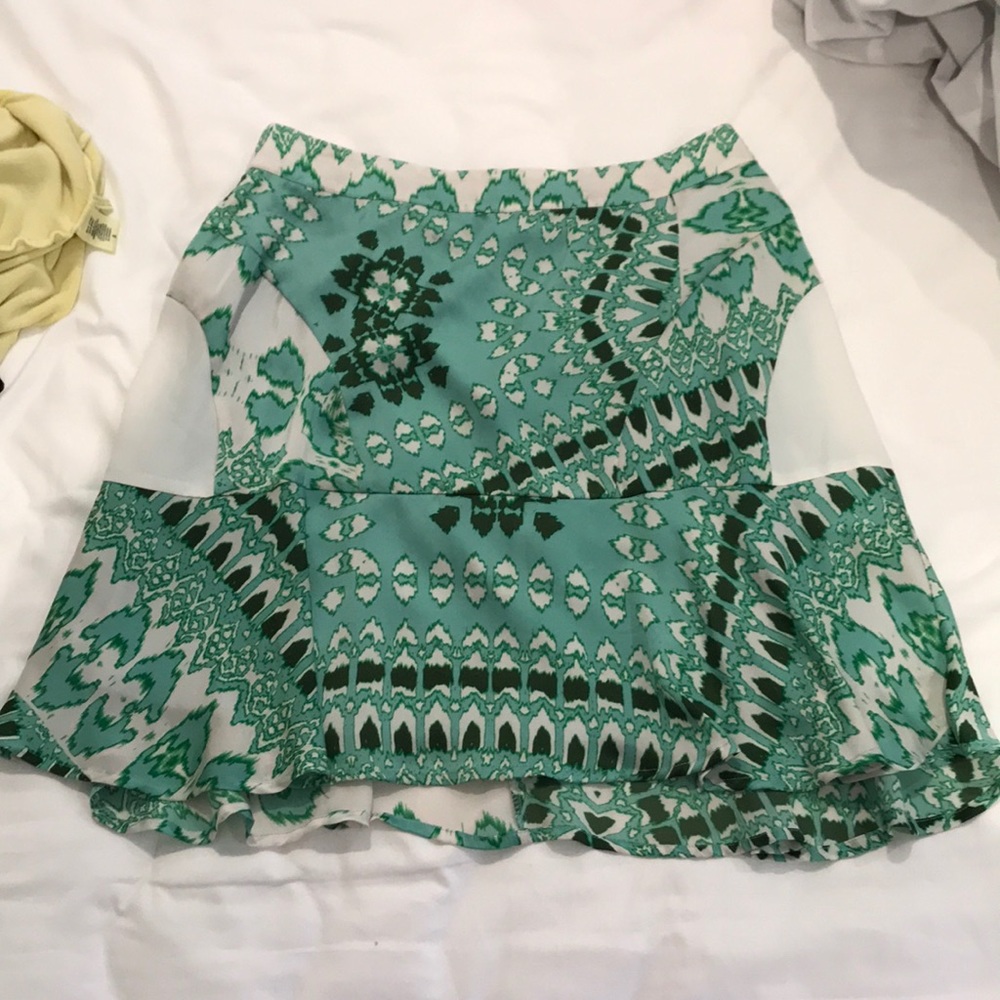 Green printed summer skirt